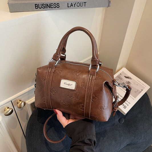 Luxury Retro Women's Leather Handbag – Large Capacity Shoulder & Hand Tote